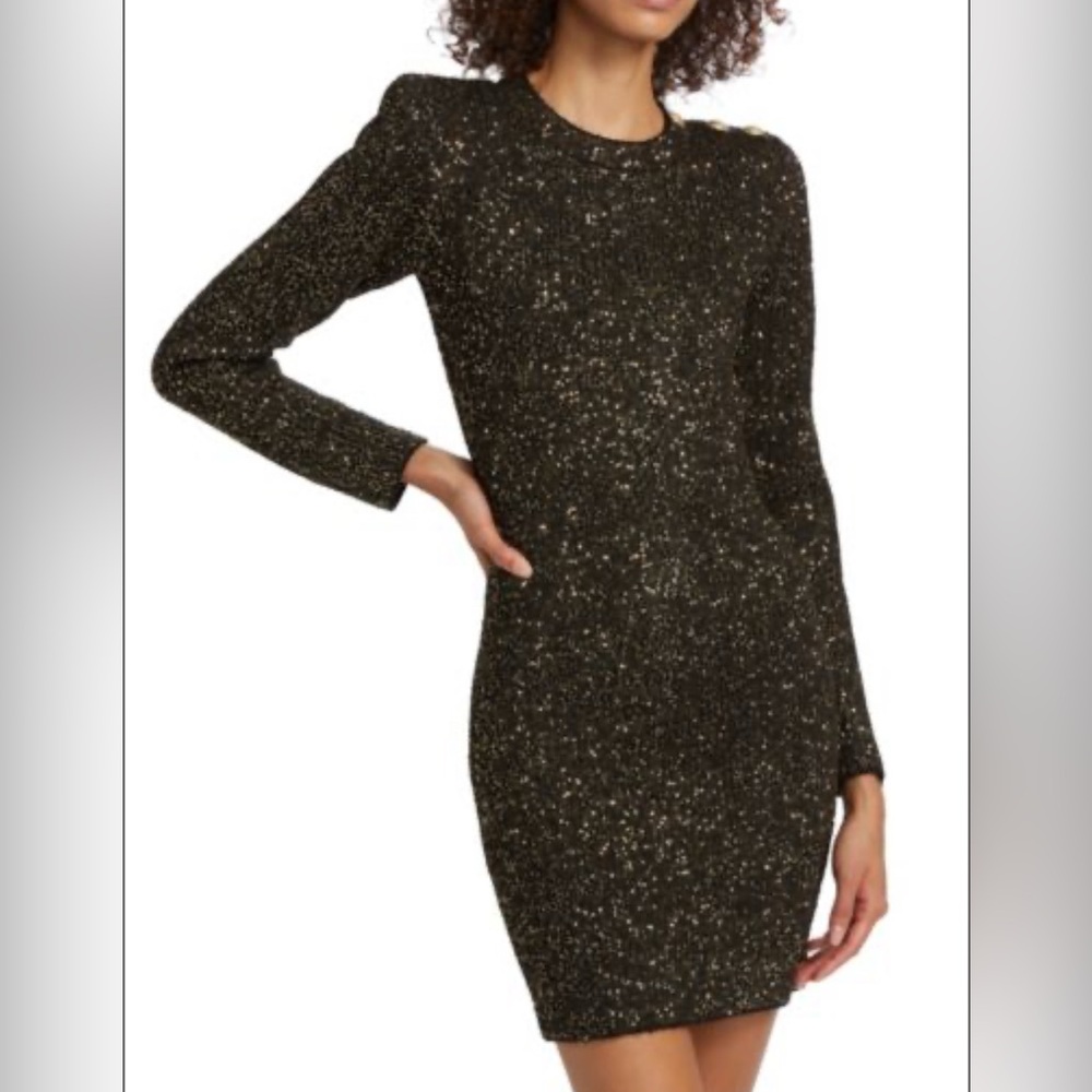 NWT Eliza J Sequin Midi Balloon Sleeve Dress Silver Black 20W Party